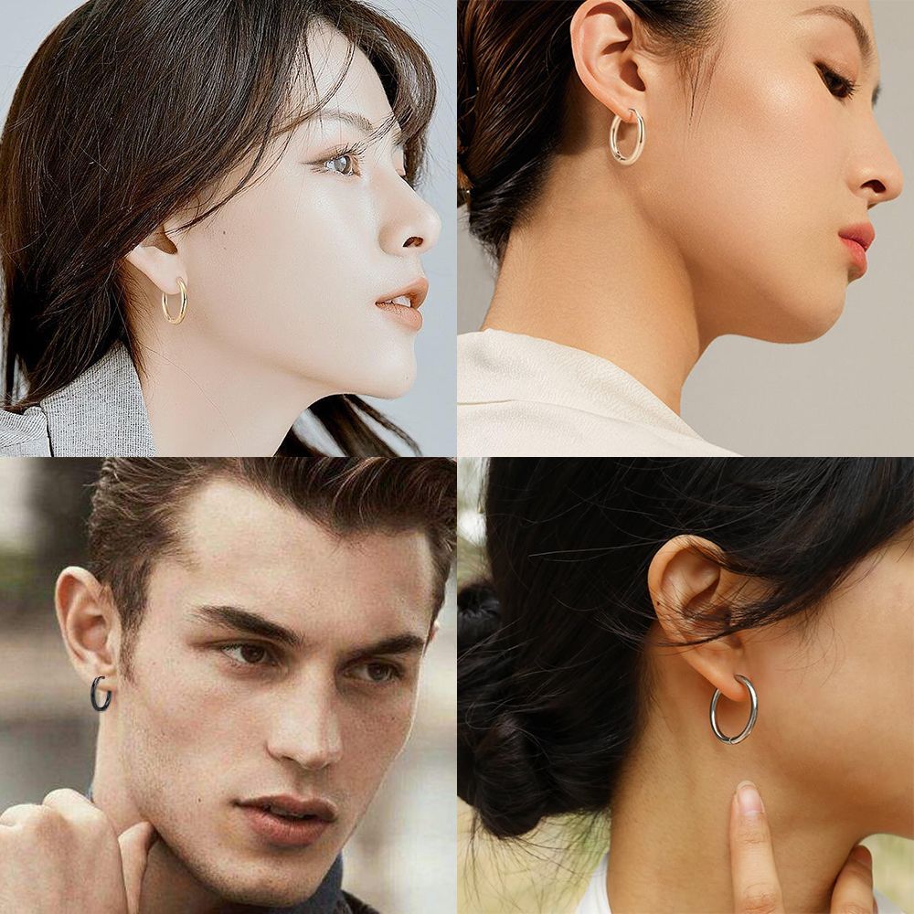 2個セット 16mm ブラック フープピアス ステンレス 両耳用 レディース