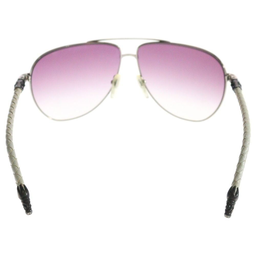CHROME HEARTS クロムハーツ DOUBLE DIP レザーテンプル ティアドロップサングラス アイウェア 眼鏡 ホワイト/ピンク CHROME HEARTS (クロムハーツ) DOUBLE DIP レザーテンプル ティア
