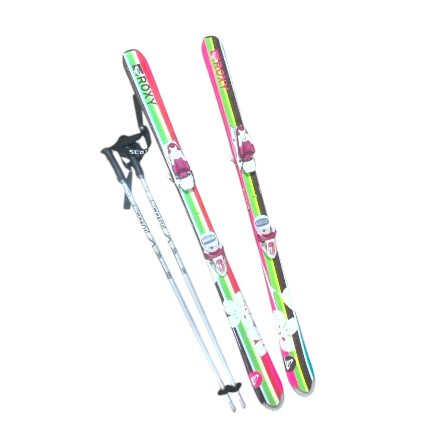 ROXY ロキシー ジュニア スキー板 130cm SCOTT ストックセット 子供用 ROXY ロキシー ジュニア スキー板 130cm SCOTT ストックセット 子供用