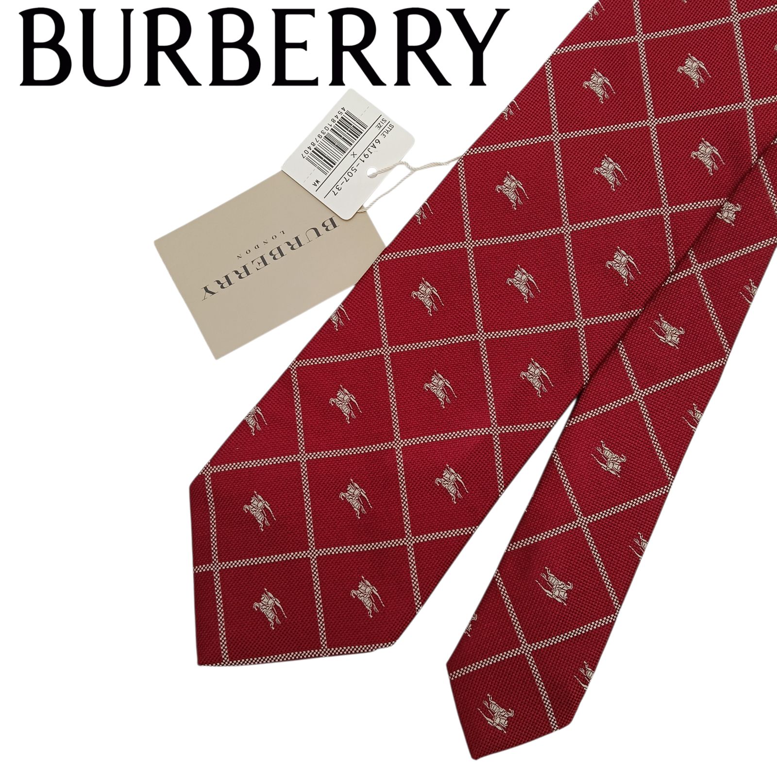 新品未使用品 BURBERRY LONDON バーバリー ネクタイ チェック レッド