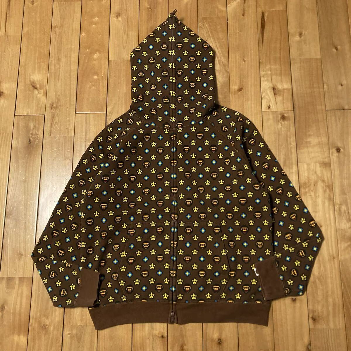 a bathing ape マイロ モノグラム フルジップパーカー ブラウン マイロ モノグラム パーカー Sサイズ a bathing ape BAPE STA milo