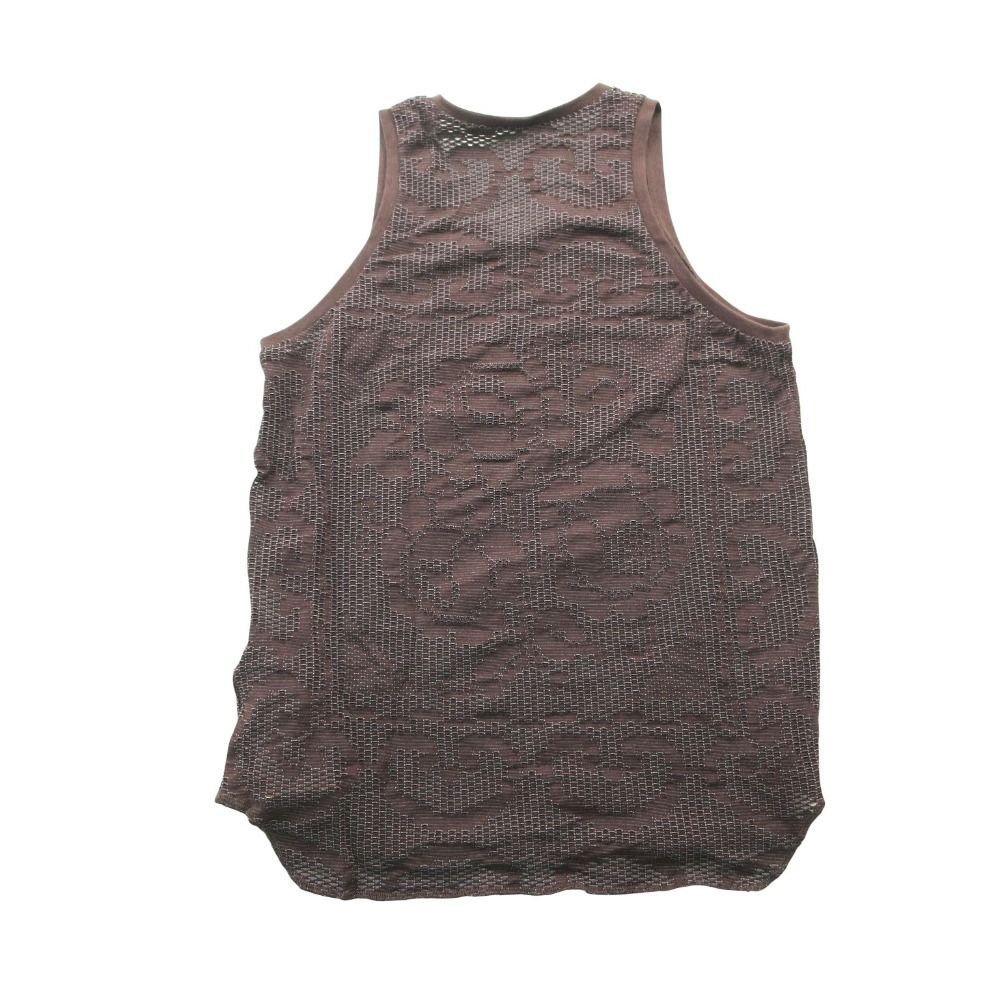 25SS 美品　ジョンリンクス　メッシュ　フラワー　タンクノースリーブ 茶色 未使用品 25ss jonnlynx ジョンリンクス mesh flower tank メッシュ