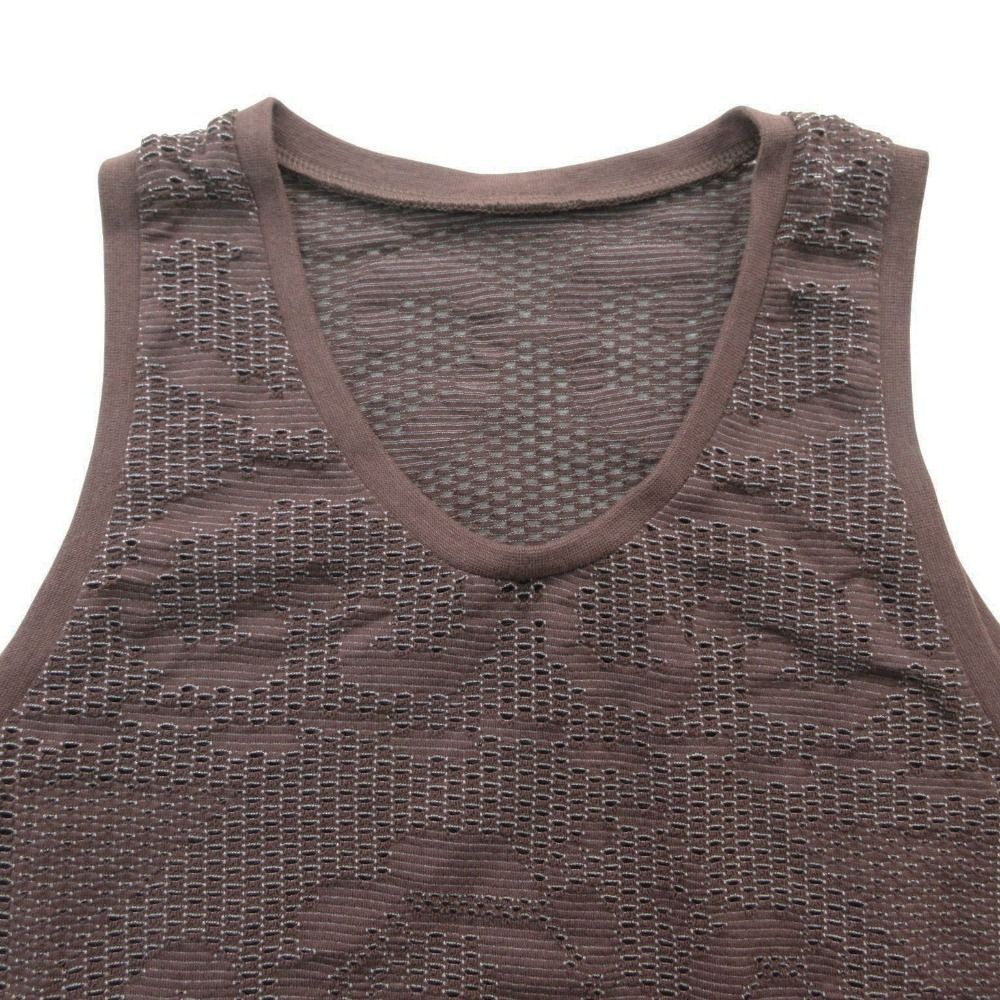 25SS 美品　ジョンリンクス　メッシュ　フラワー　タンクノースリーブ 茶色 未使用品 25ss jonnlynx ジョンリンクス mesh flower tank メッシュ