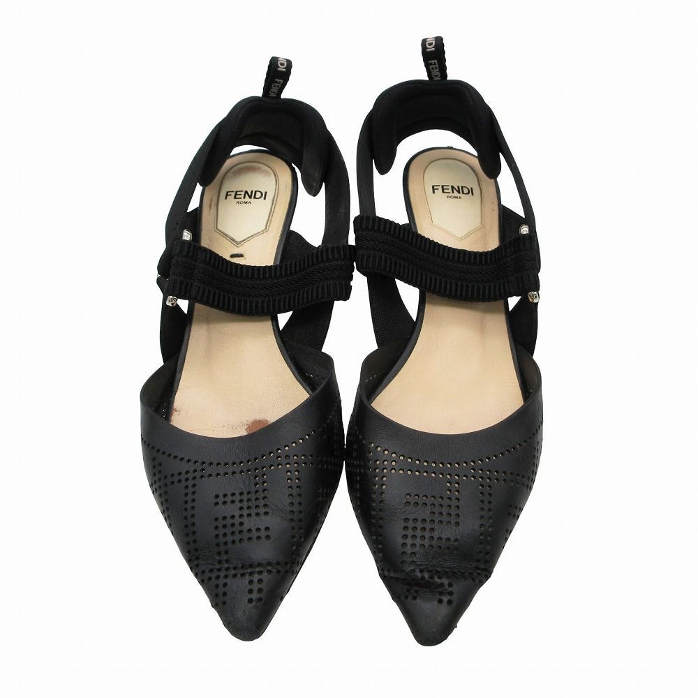 FENDI フェンディ パンプス ポインテッドトゥ パンチング レザー