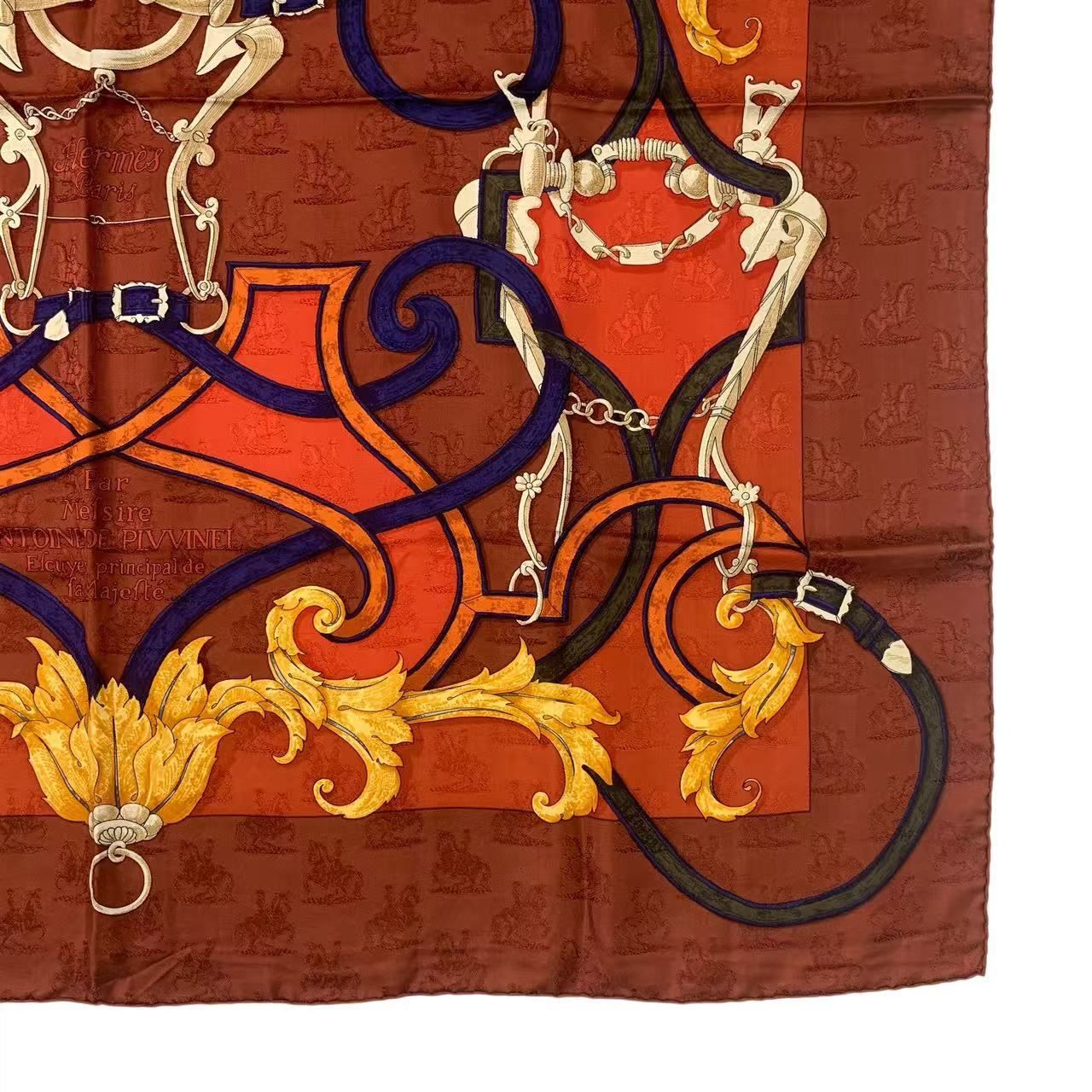 美品 HERMES エルメス カレ90 L'INSTRUCTION DU ROY 帝王学 レッド