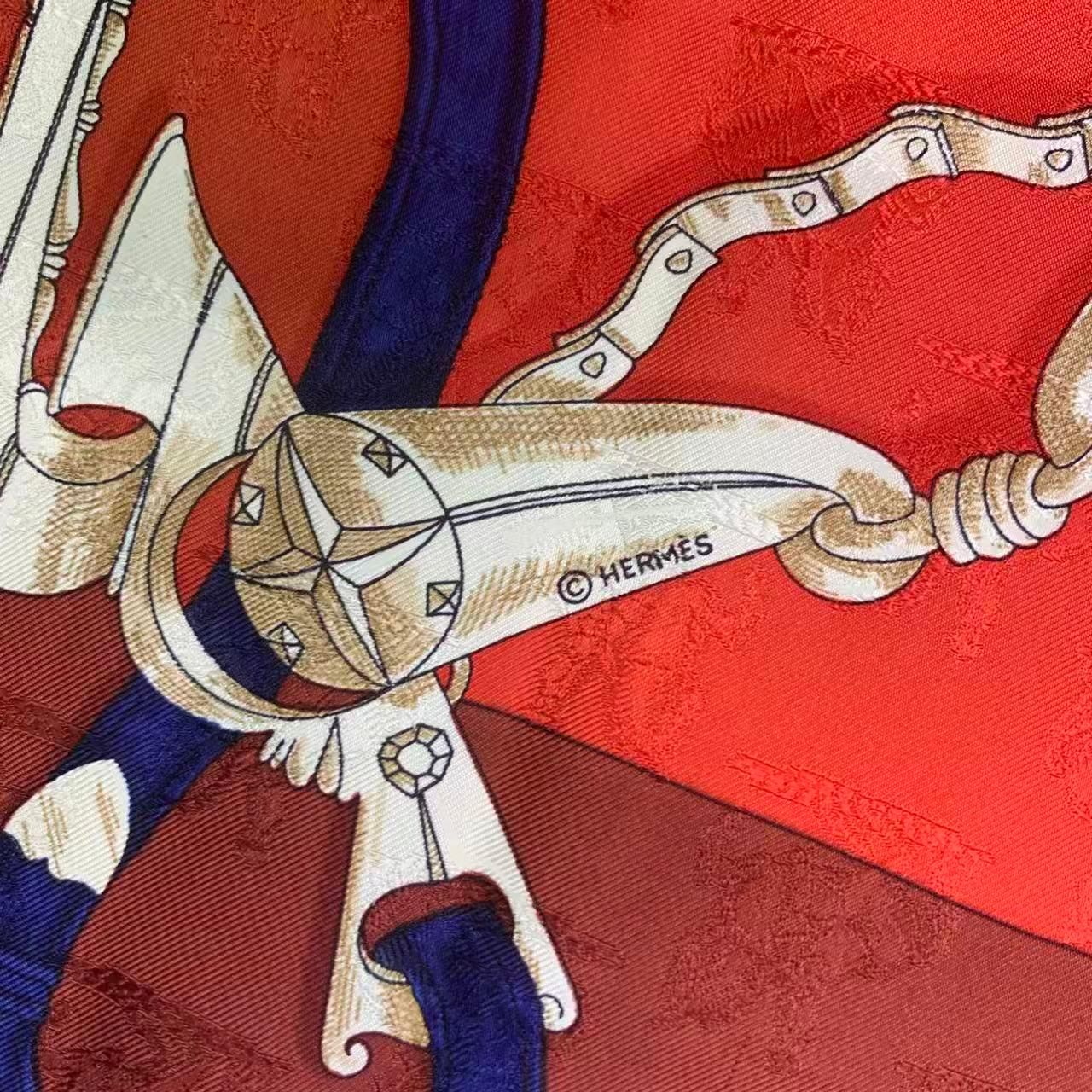 美品 HERMES エルメス カレ90 L'INSTRUCTION DU ROY 帝王学 レッド