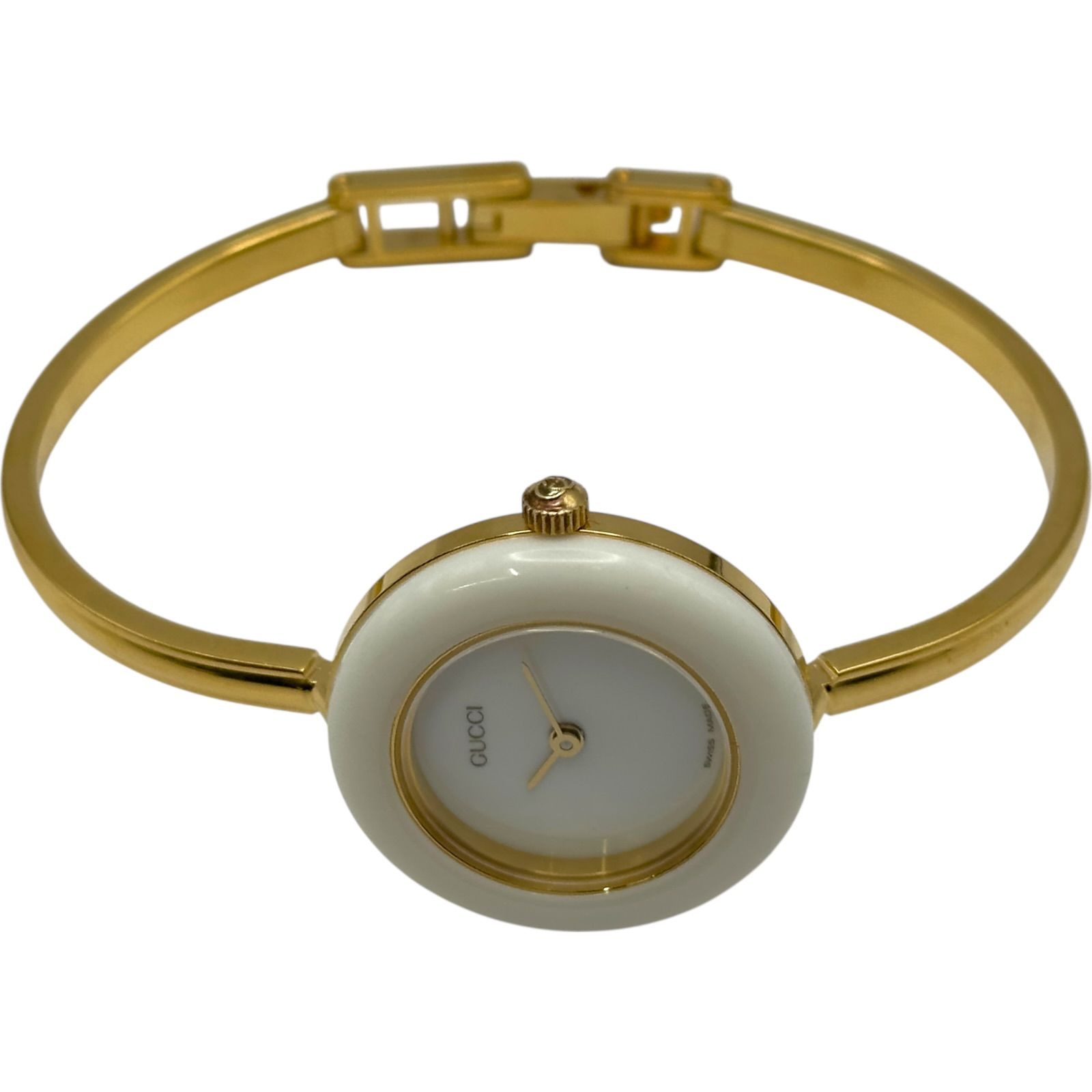 グッチ GUCCI チェンジベゼル 11/12.2 ホワイト 金メッキ クオーツ