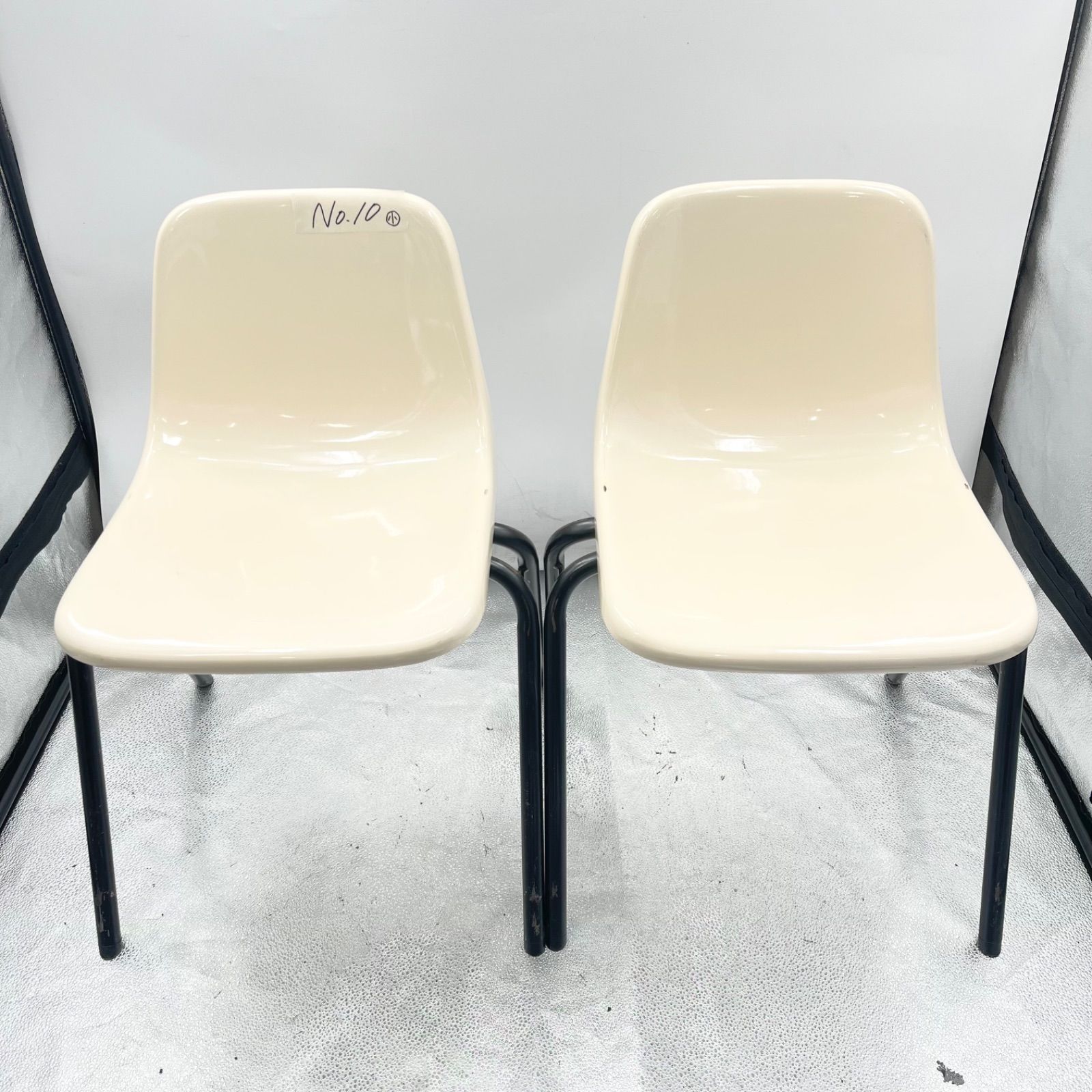 KOKUYO コクヨ コトブキチェア レトロ FRPチェア 2脚セット アイボリー 