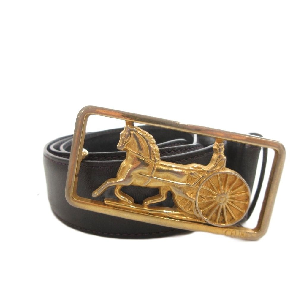 セリーヌ CELINE ベルト ロゴ バックル レザー 黒 ブラック /FF GY18