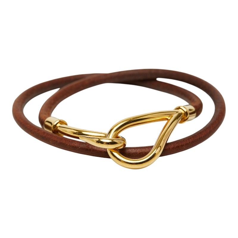 エルメス ジャンボ 2連 ブレスレット チョーカー ブラウン ゴールド