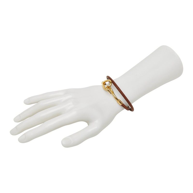 エルメス ジャンボ 2連 ブレスレット チョーカー ブラウン ゴールド