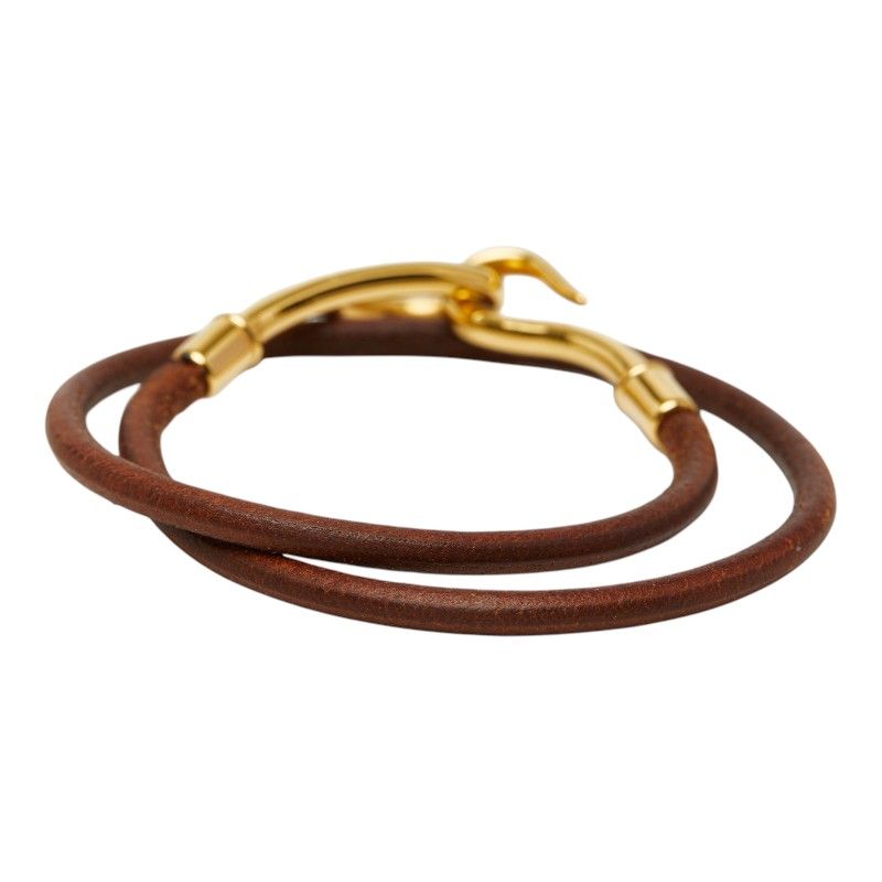 エルメス ジャンボ 2連 ブレスレット チョーカー ブラウン ゴールド
