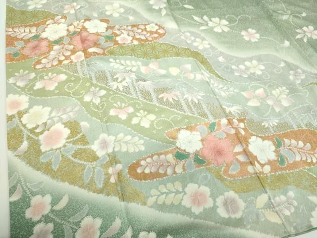 平和屋着物●訪問着　絞り　辻が花　暈し染め　さが美扱い　反端付き　正絹　逸品　未使用　DABC2669ud 平和屋着物○訪問着 絞り 辻が花 暈し染め 金彩 正絹 逸品 DABD1428ps