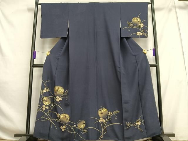 平和屋着物□訪問着 刺繍 蔦の葉文 鹿 金銀彩 金糸 正絹 逸品 未使用