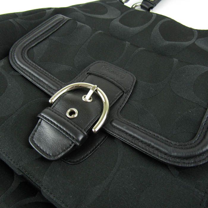 COACH 24742シグネチャー ブラック ベ ホーボー ハンドバッグ 大容量 コーチ ショルダーバッグ キャンベル シグネチャー ホーボー F24742