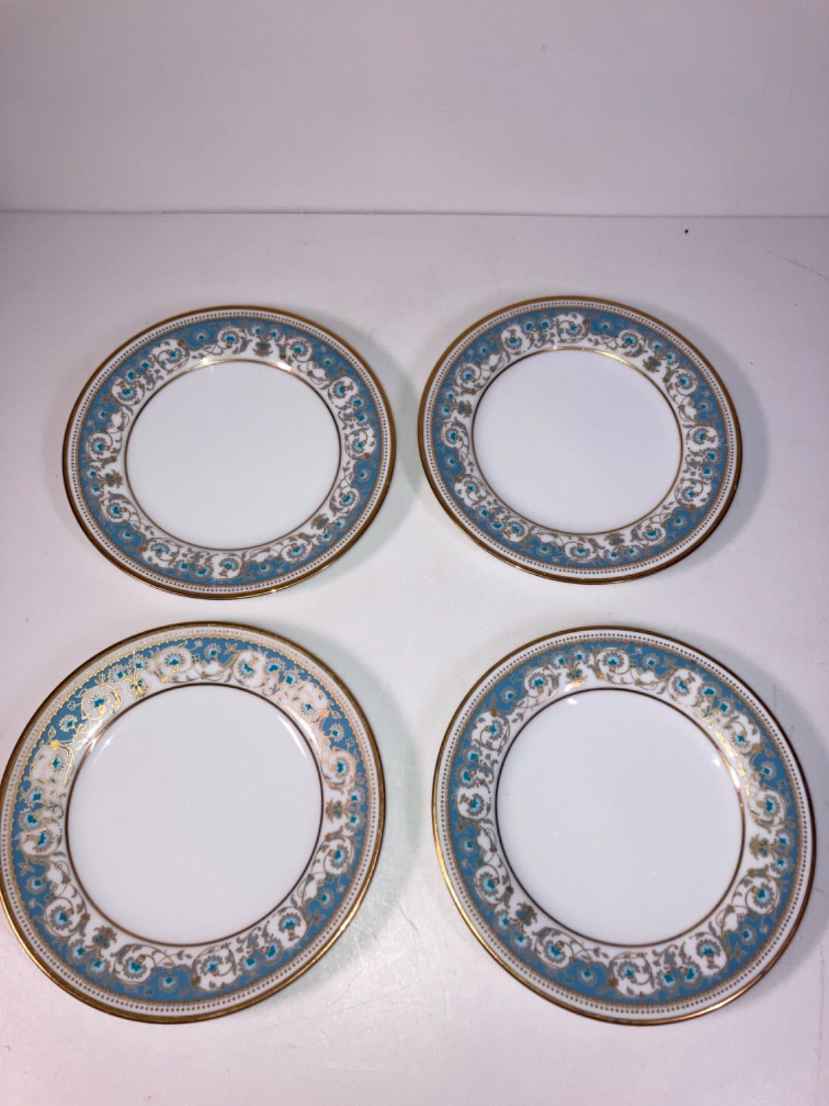 廃盤 希少】ノリタケ ポロネーズ 2045 パン皿 4枚セット 金彩 ブルー