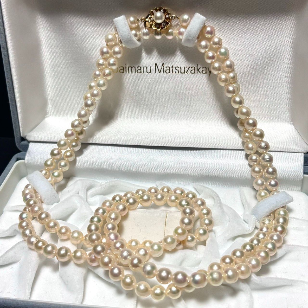 森パール 2連✨ あこや真珠 パール ネックレス 6.5-7.0mm 三越ケース 森パール 2連✨ あこや真珠 パール ネックレス 6.5-7.0mm 三越ケース