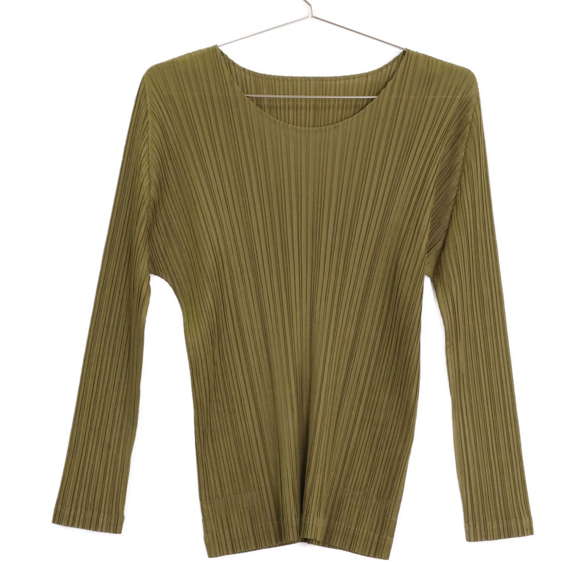 PLEATS PLEASE プリーツプリーズ ｸﾞﾘｰﾝ PP63-JK205 ﾗｳﾝﾄﾞﾈｯｸ ﾄｯﾌﾟｽ 3