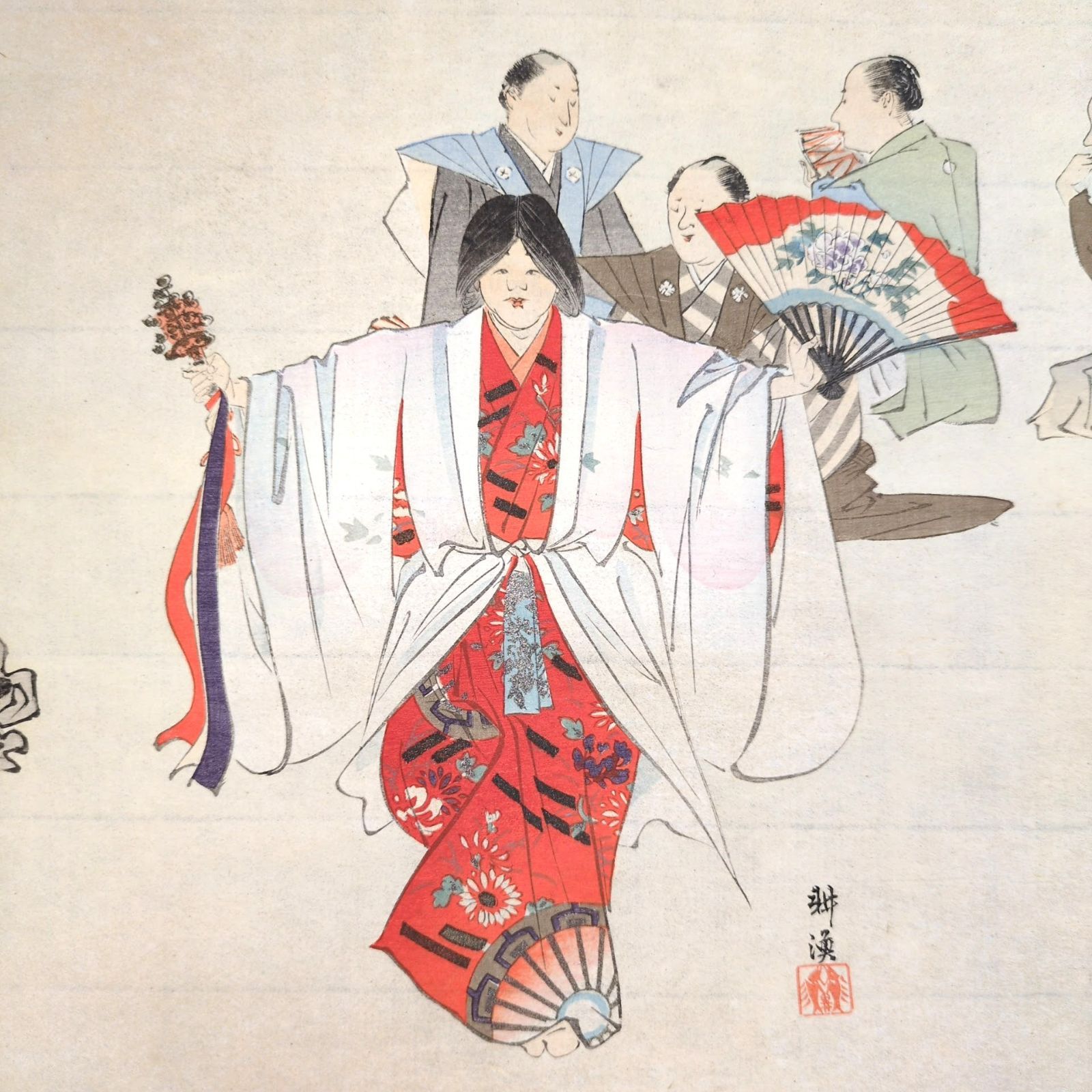 月岡耕漁　木版画　能画大鑑　二十五枚　大正時代　能楽　和骨董　骨董　アンティーク 彩色 木版画 月岡耕漁◇能楽図絵◇狂言 大盤若◇能画 能 錦絵 絵入絵本