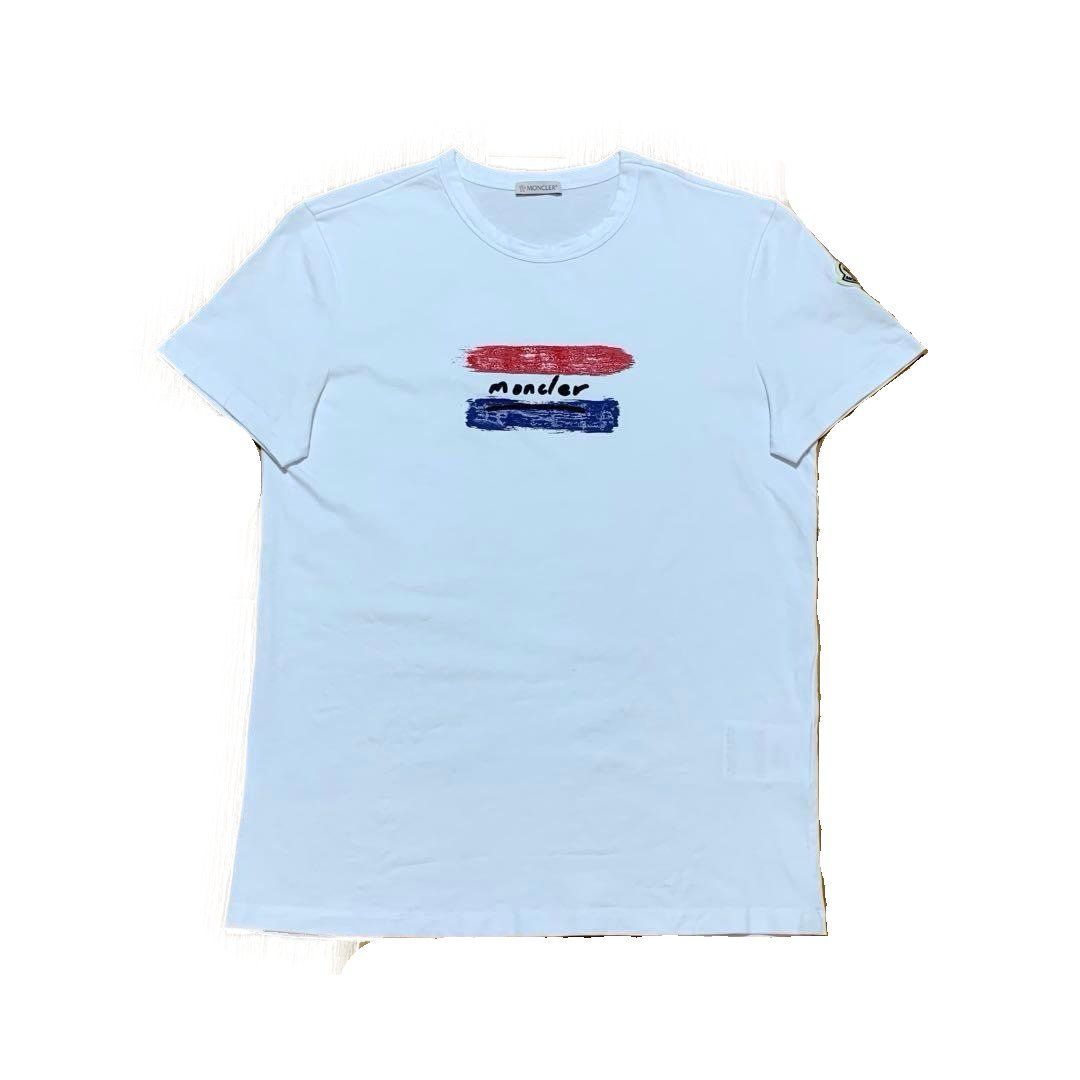MONCLER ペイントが特徴のTシャツ Sサイズ MONCLER ペイント 刺繍 ホワイト M Tシャツ 4S412 【公式通販】