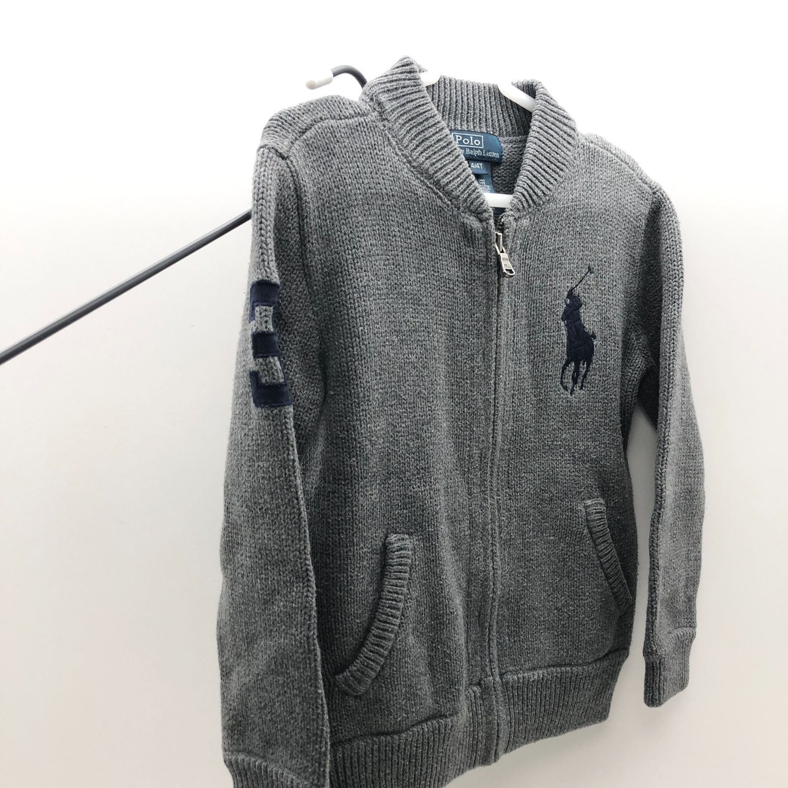 Polo By Ralph Lauren キッズ 4/4T ジップアップカーディガン グレー 