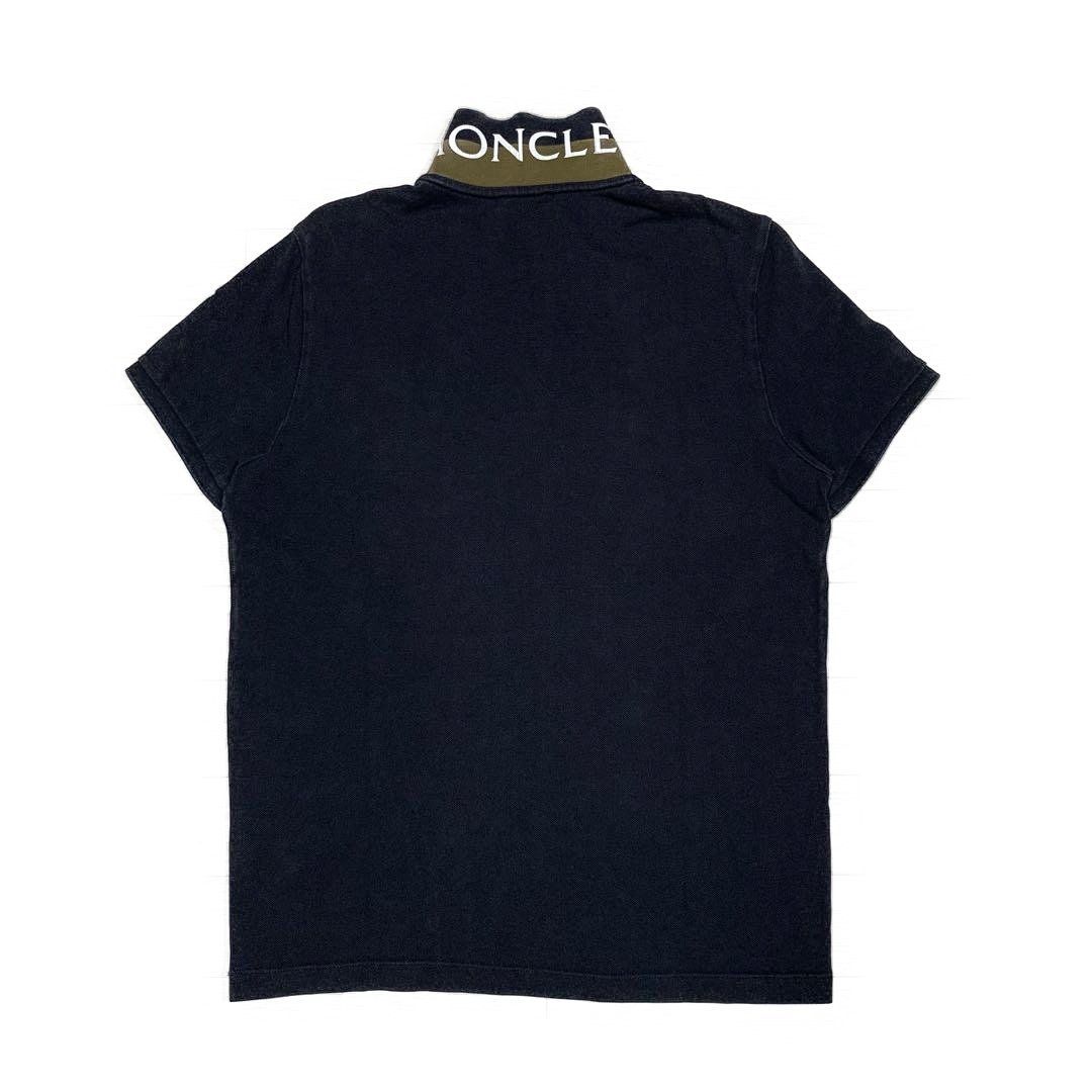 MONCLER モンクレール 襟ロゴ ポロシャツ 黒 M ジャパンタグ4S419 