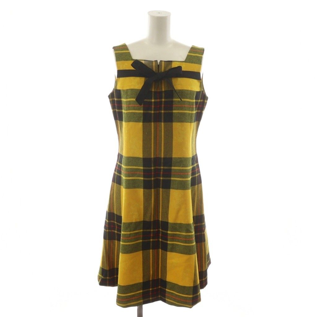 ヨークランド YORKLAND ワンピース ひざ丈 ウール 7AR 黄色 イエロー