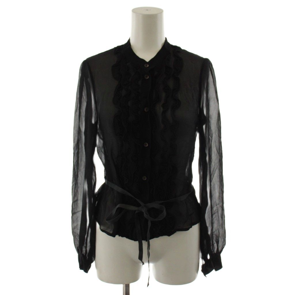 ミュウミュウ miumiu シャツ ブラウス 長袖 シアー シースルー シルク