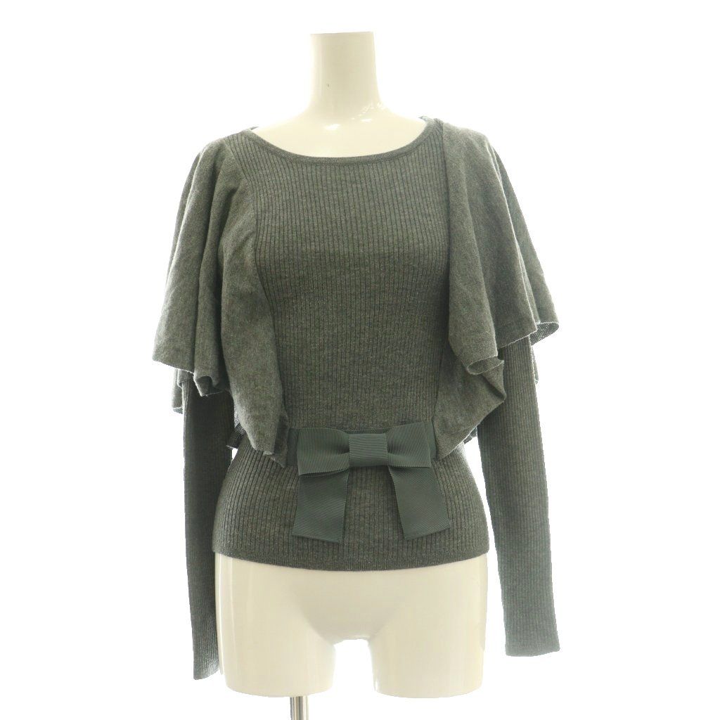 エムズグレイシー M'S GRACY ウール混リボン装飾リブニット セーター