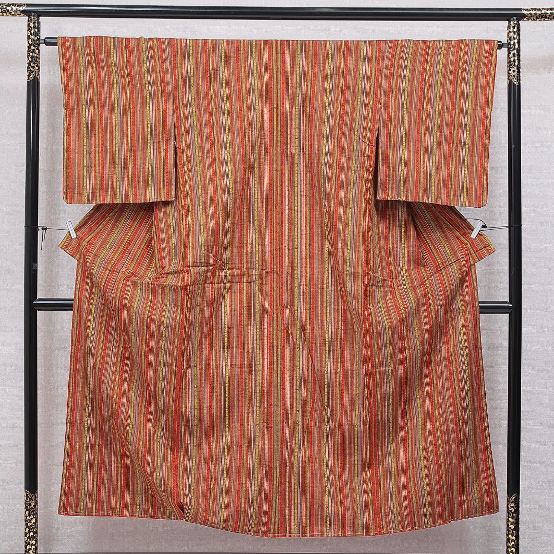 紬 袷 身丈151cm 裄丈64cm 正絹 Sランク Sサイズ バチ衿 カジュアル