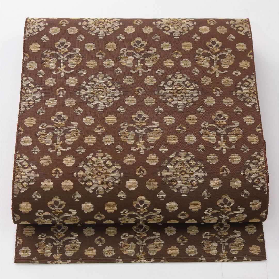 八寸名古屋帯 帯丈343cm カジュアル 松葉仕立て 六通 Aランク 正絹