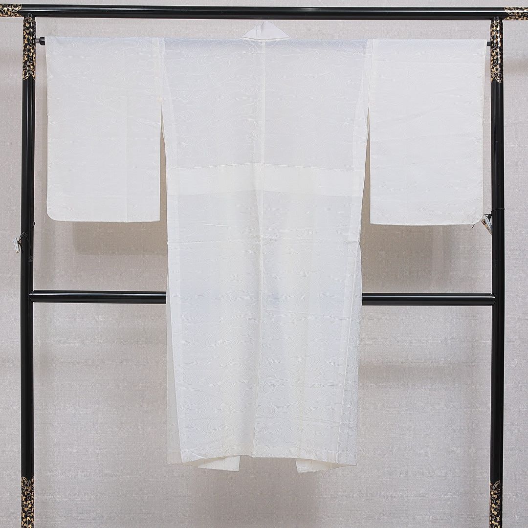 長襦袢 無双袖 身丈127cm 裄丈66cm 正絹 Sランク Mサイズ 流水 白系