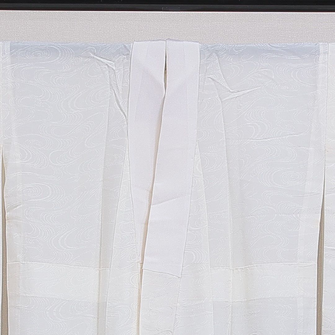 長襦袢 無双袖 身丈127cm 裄丈66cm 正絹 Sランク Mサイズ 流水 白系