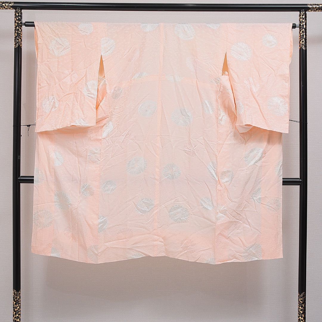 長襦袢 無双袖 身丈126cm 裄丈63cm 正絹 Aランク Mサイズ 部分絞り 菊