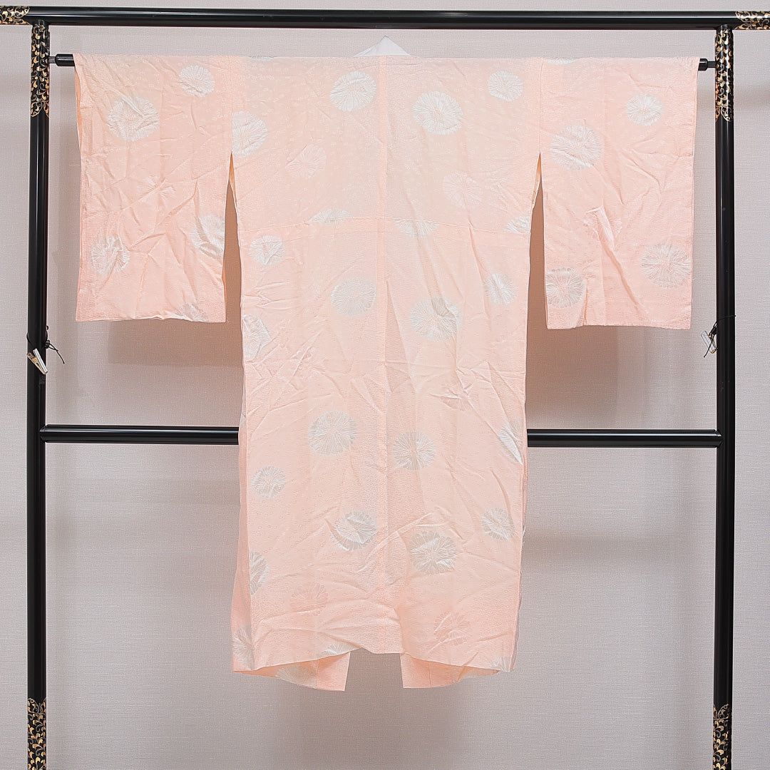 長襦袢 無双袖 身丈126cm 裄丈63cm 正絹 Aランク Mサイズ 部分絞り 菊