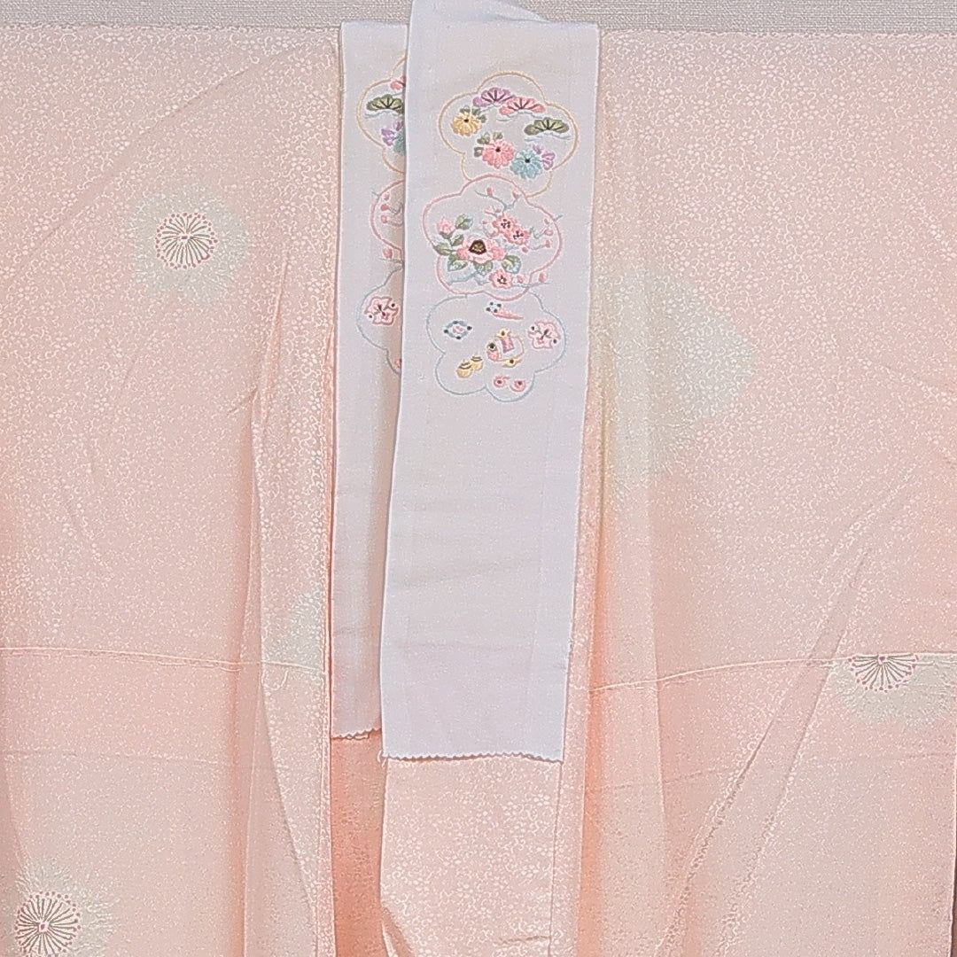 長襦袢 無双袖 身丈136cm 裄丈67cm 正絹 Aランク 2XLサイズ 花柄