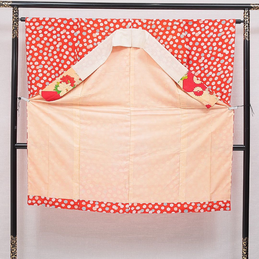 アンティーク 長襦袢 無双袖 身丈130cm 裄丈63cm 正絹 Bランク Lサイズ