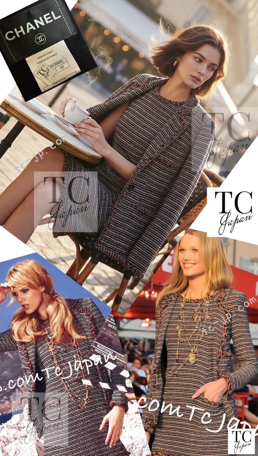 シャネル ジャケット ワンピース セットアップ CHANEL ブラック マルチ