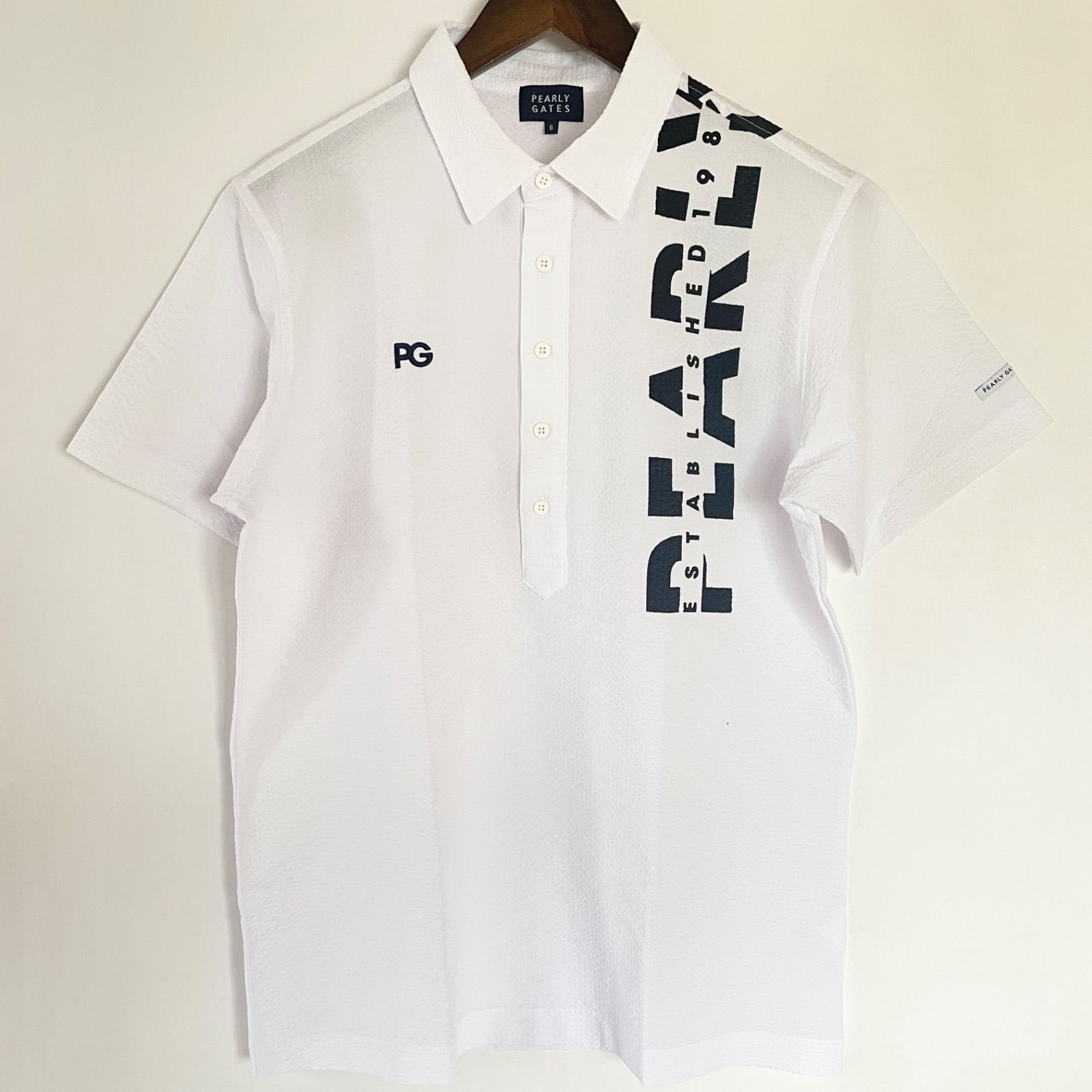 [Good Condition] Pearly Gates Mens Golf Wear Short Sleeve Polo Shirt Size 6 White Lightweight Made in Japan