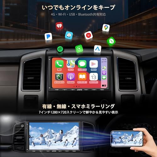 ATOTO S8MS Androidナビ 2DINディスプレイオーディオ、8コア4GB+32GB 7
