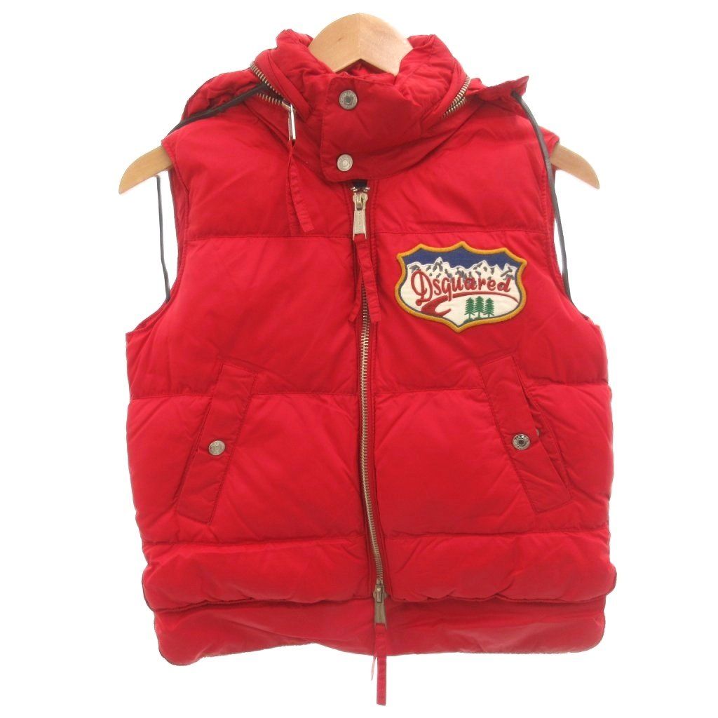 ディースクエアード DSQUARED2 ダウンベスト フード ワッペン ロゴ