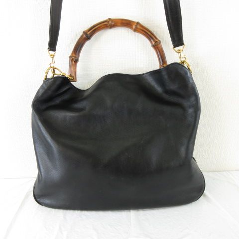 グッチ GUCCI レザーショルダーバッグ バンブー 2WAY ヴィンテージ