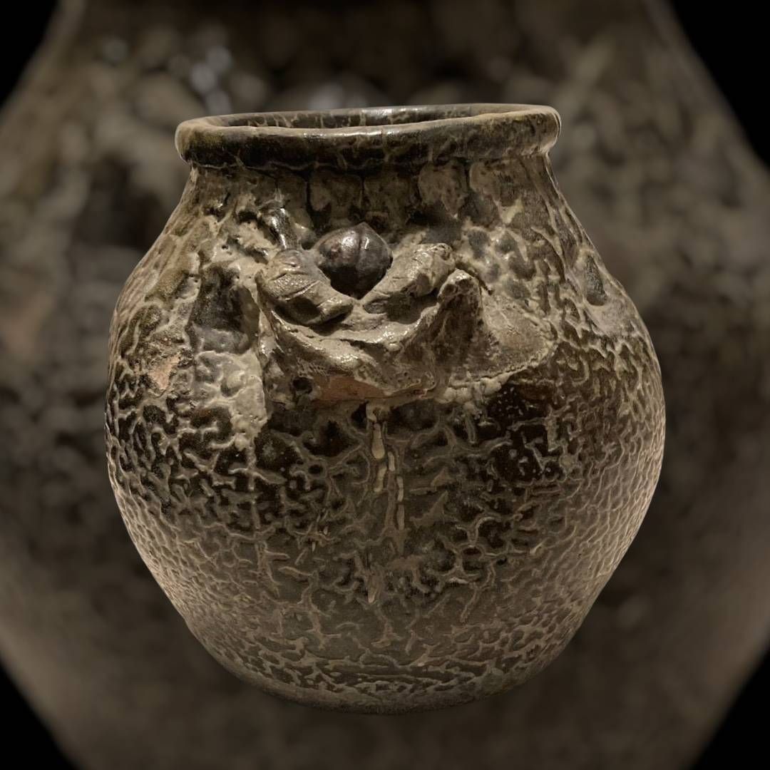 幻の陶磁器 日向都城窯造 鈍甲釉壺 どんこ釉 花瓶 花器 飾壺 壷 鈍甲釉