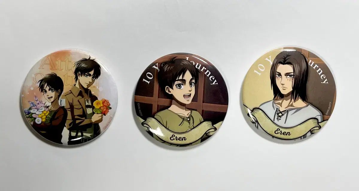 まとめ売り) 進撃の巨人 エレン 缶バッジ 10周年 バッジ フラワー 進撃