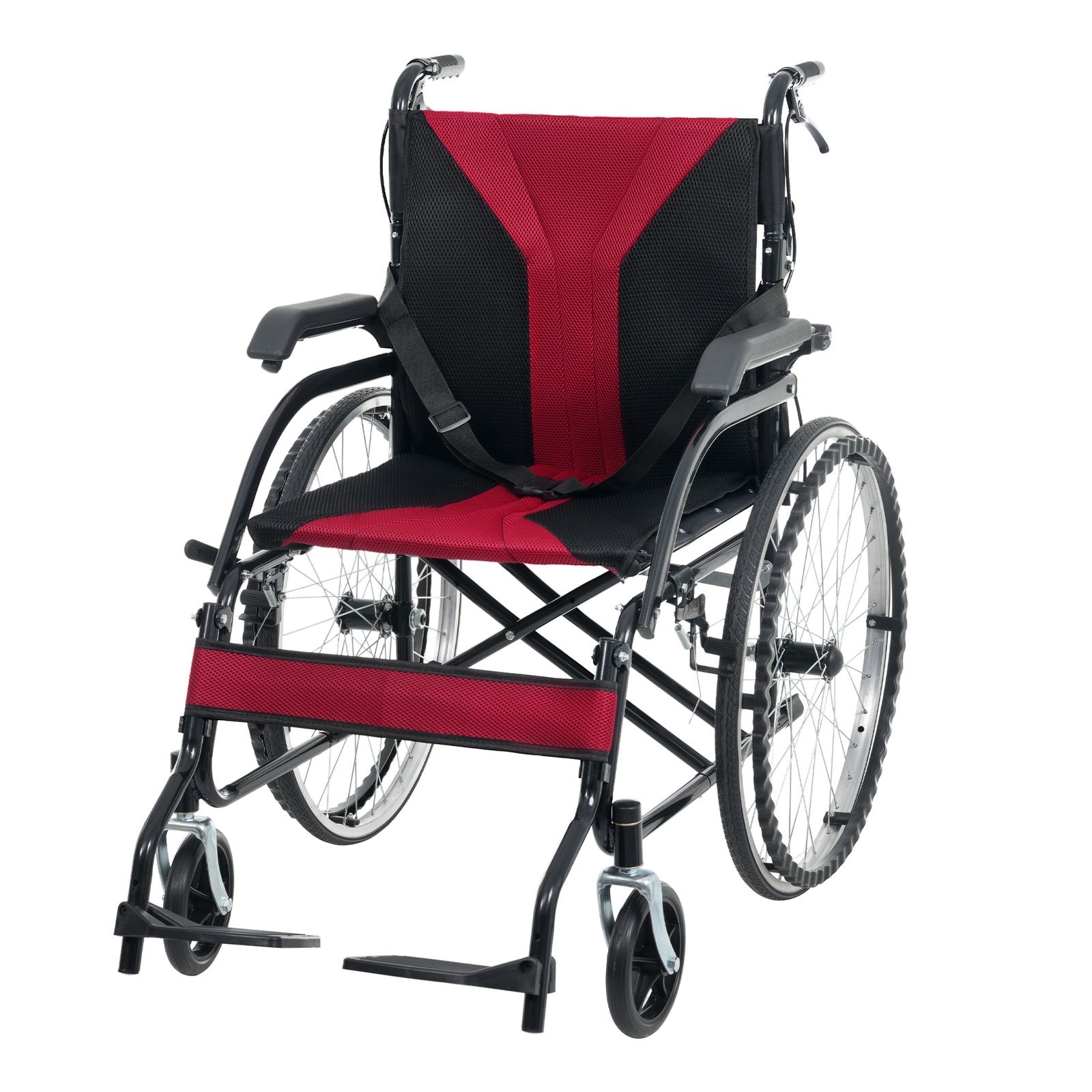 「5月18日再入荷予定」「大人気商品」全新品 車椅子 車いす 1台2役 自走介助兼用 自立可能 57cm大径鋼線後輪 安全ベルト付き 背面ポケット付き 3段調整フットサポート ノーパンクタイヤ 折りたたみ式 超軽量コンパクト 介護用具 福祉