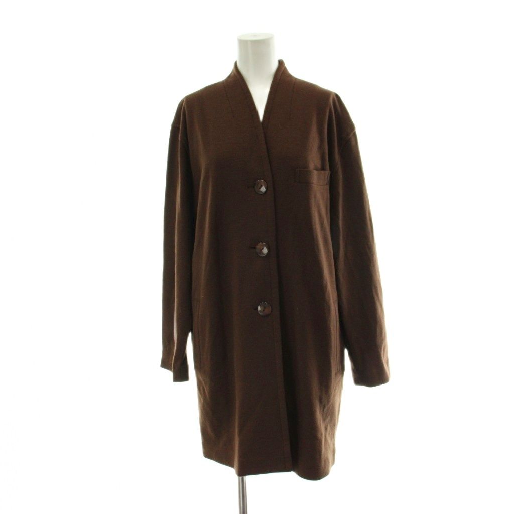 ミスクロエ miss chloe ノーカラーコート コート ウール 40 茶