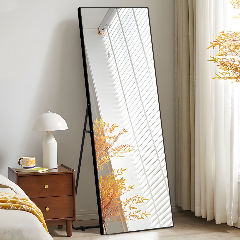 全身鏡 姿見鏡 スタンドミラー 強化ガラス アルミ 直角 壁掛けミラー