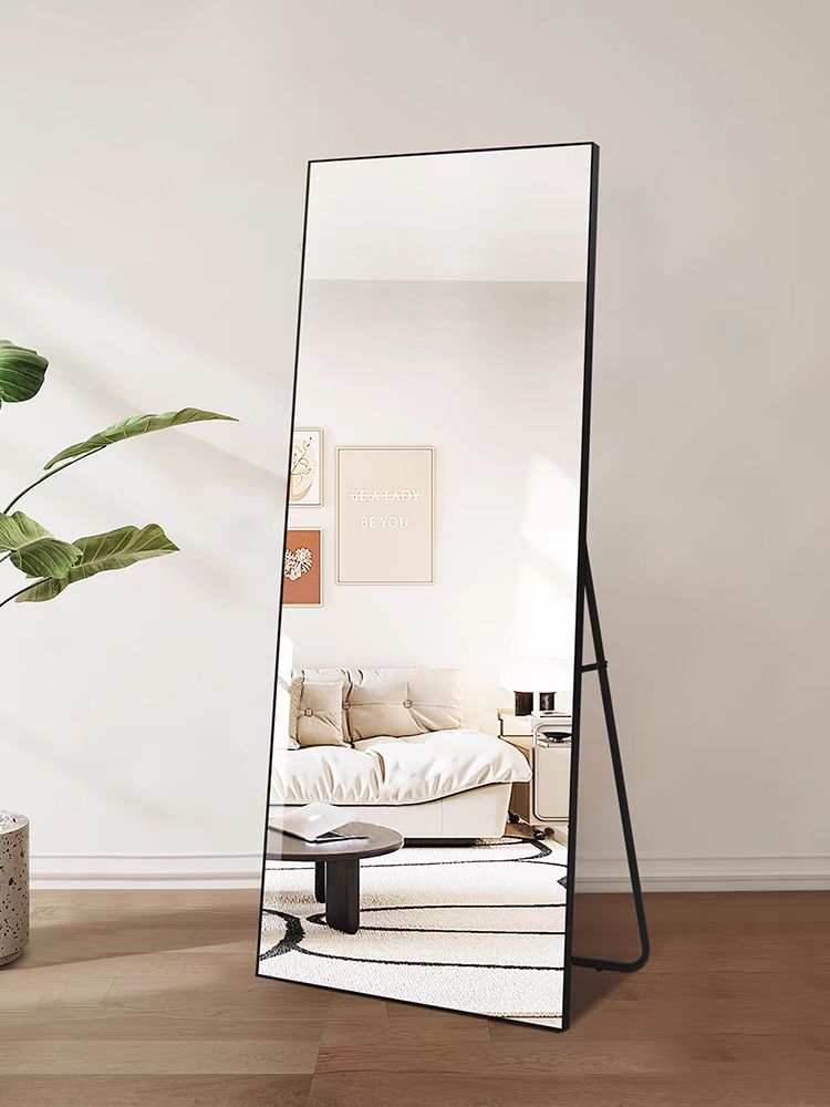 全身鏡 姿見鏡 スタンドミラー 強化ガラス アルミ 直角 壁掛けミラー