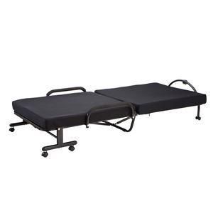  低反発 折りたたみベッド 〔ブラック 幅980mm〕 5段階リクライニング 布張地 スチールフレーム キャスター付き 〔寝室〕 組立品 取り外し可能カバーソファ 2人掛け 3人掛けソファ ソファ ソファベッド