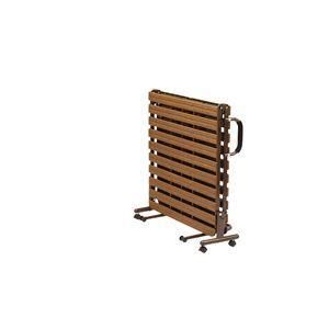  樹脂製すのこ 折りたたみベッド 〔ブラウン〕 幅970mm スチールフレーム キャスター付き 〔ベッドルーム 寝室〕 組立品 リネン無地 2人掛け 3人掛けソファ ソファ ソファベッド